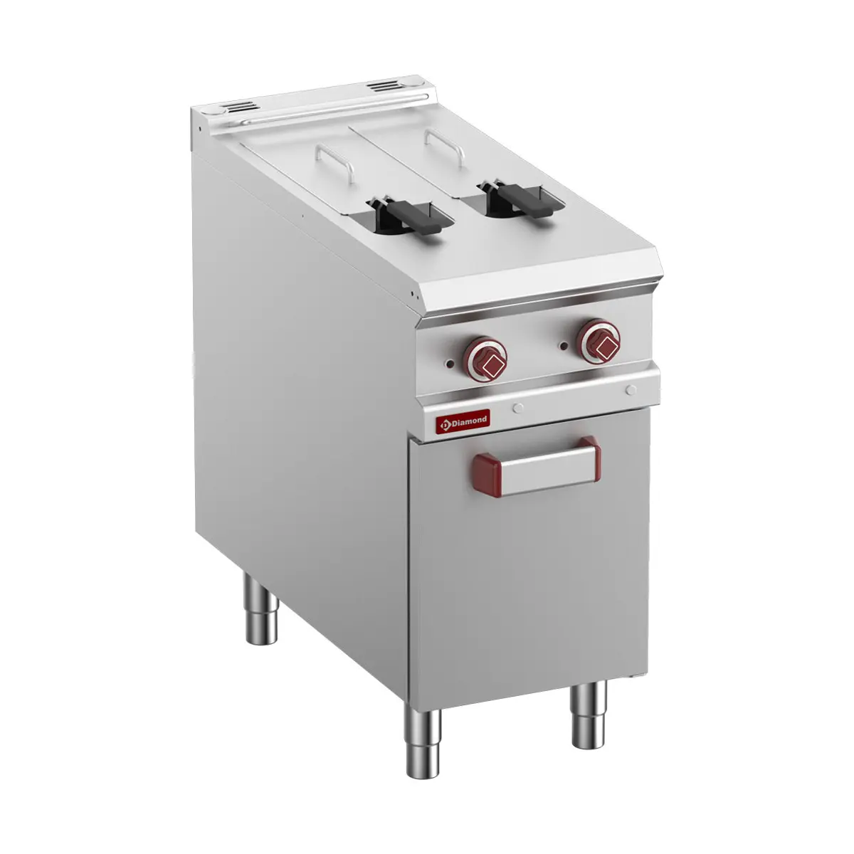 Friteuse électrique 2 cuves 8 lit. sur meuble fermé