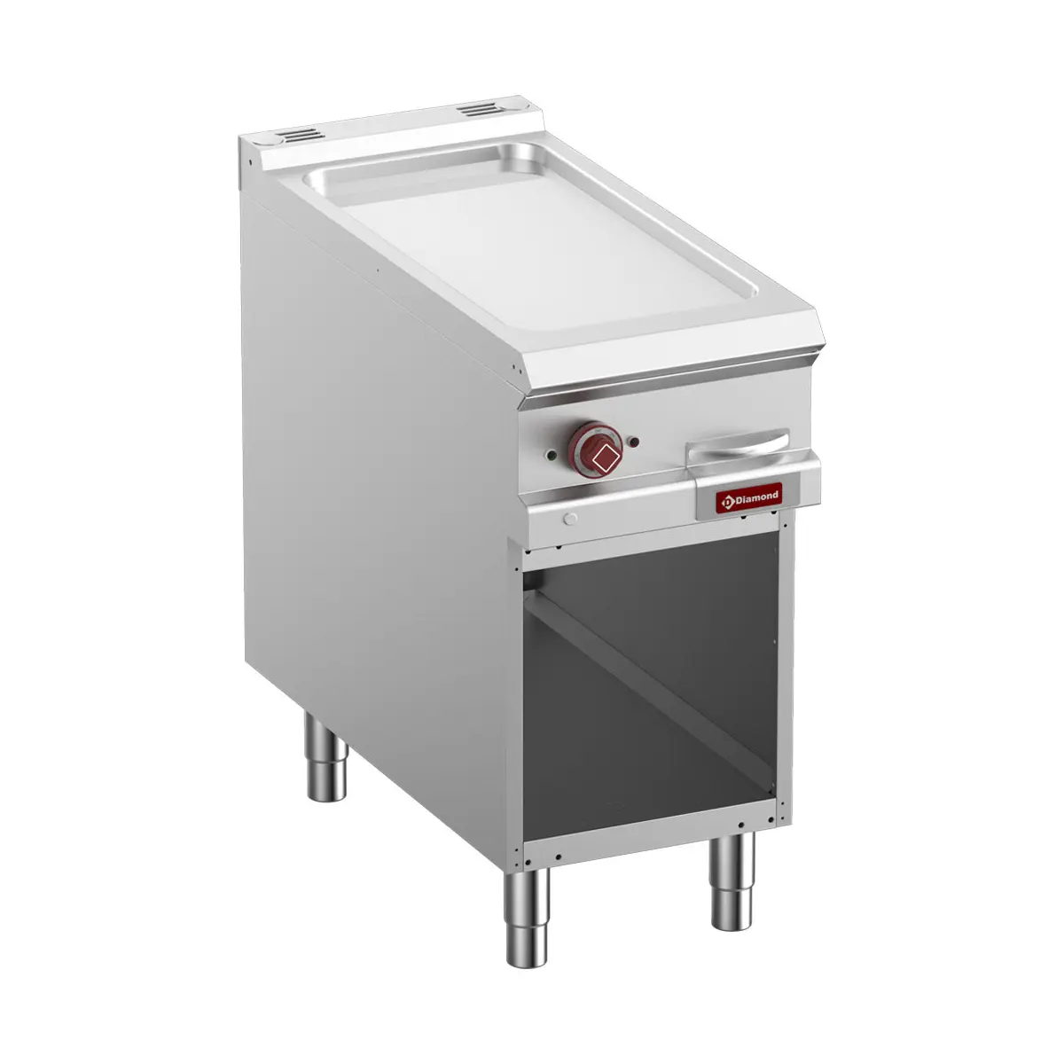 Plaque de cuisson lisse électrique, chromée module 1/2, armoire ouverte