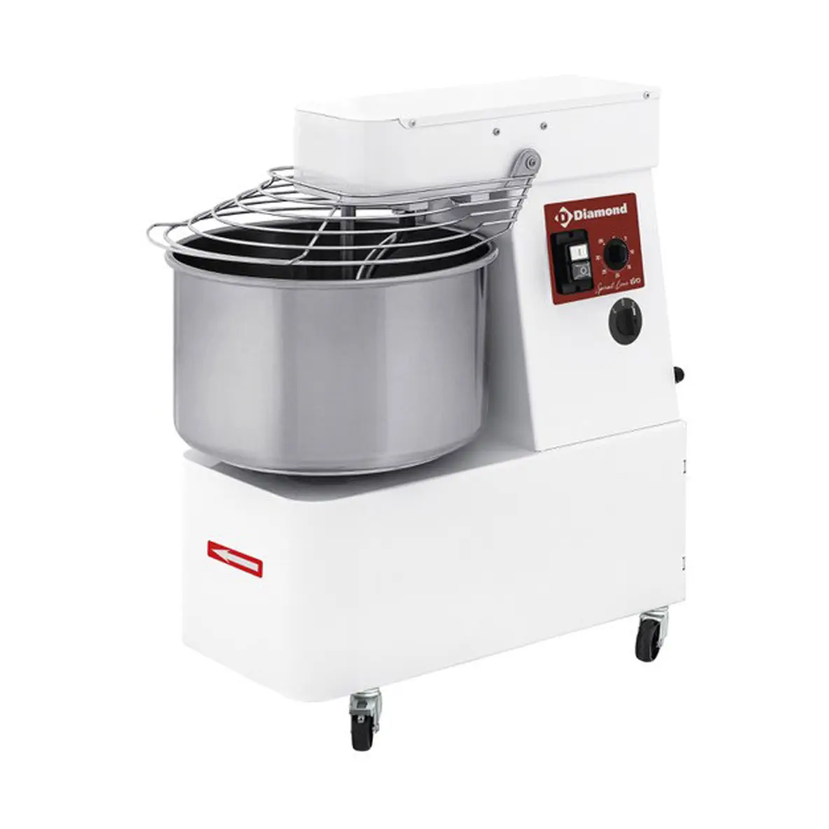 Pétrin à spirale 42 litres, 2 vitesses, timer, sur roues