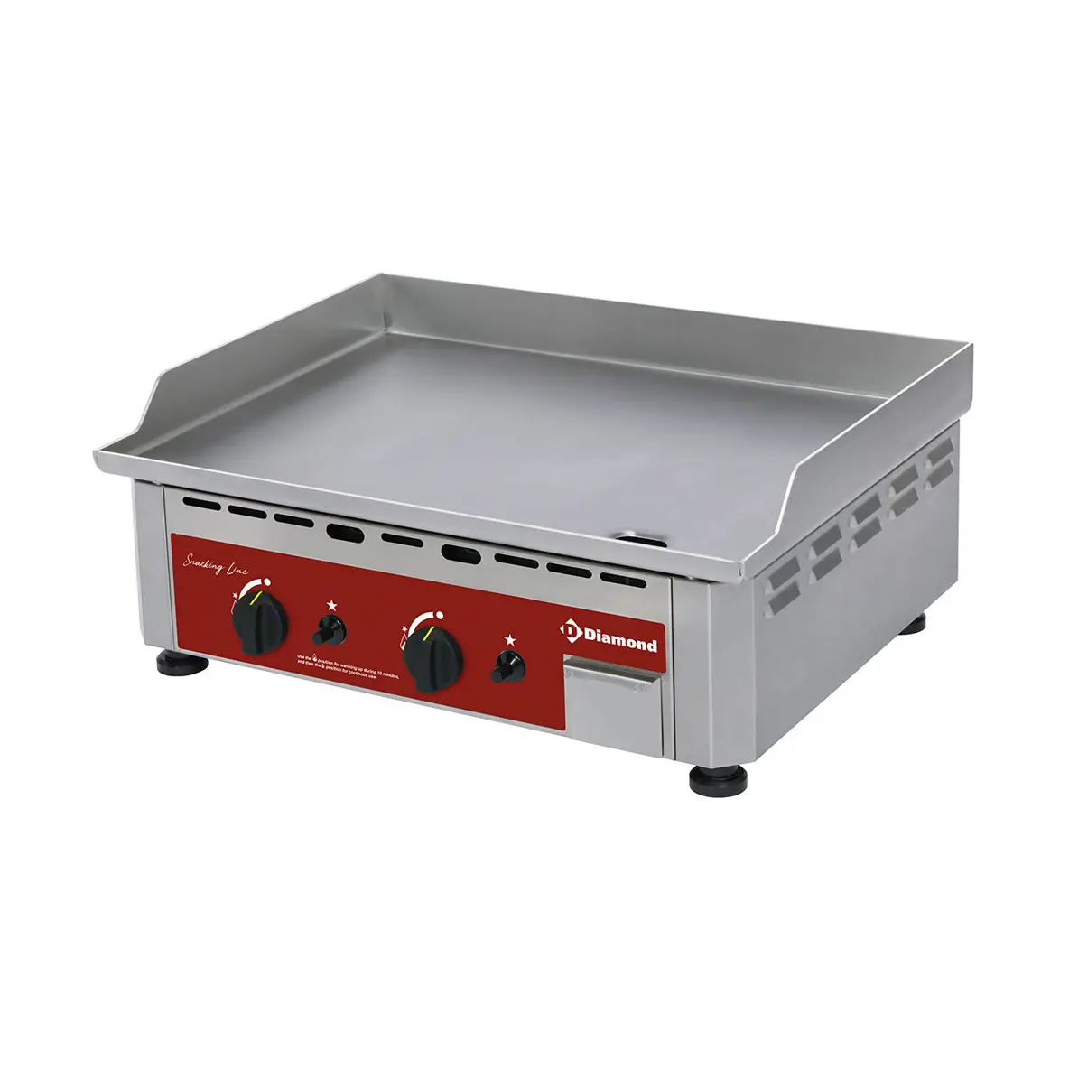 Plaque à snacker gaz, double, surface en acier inox