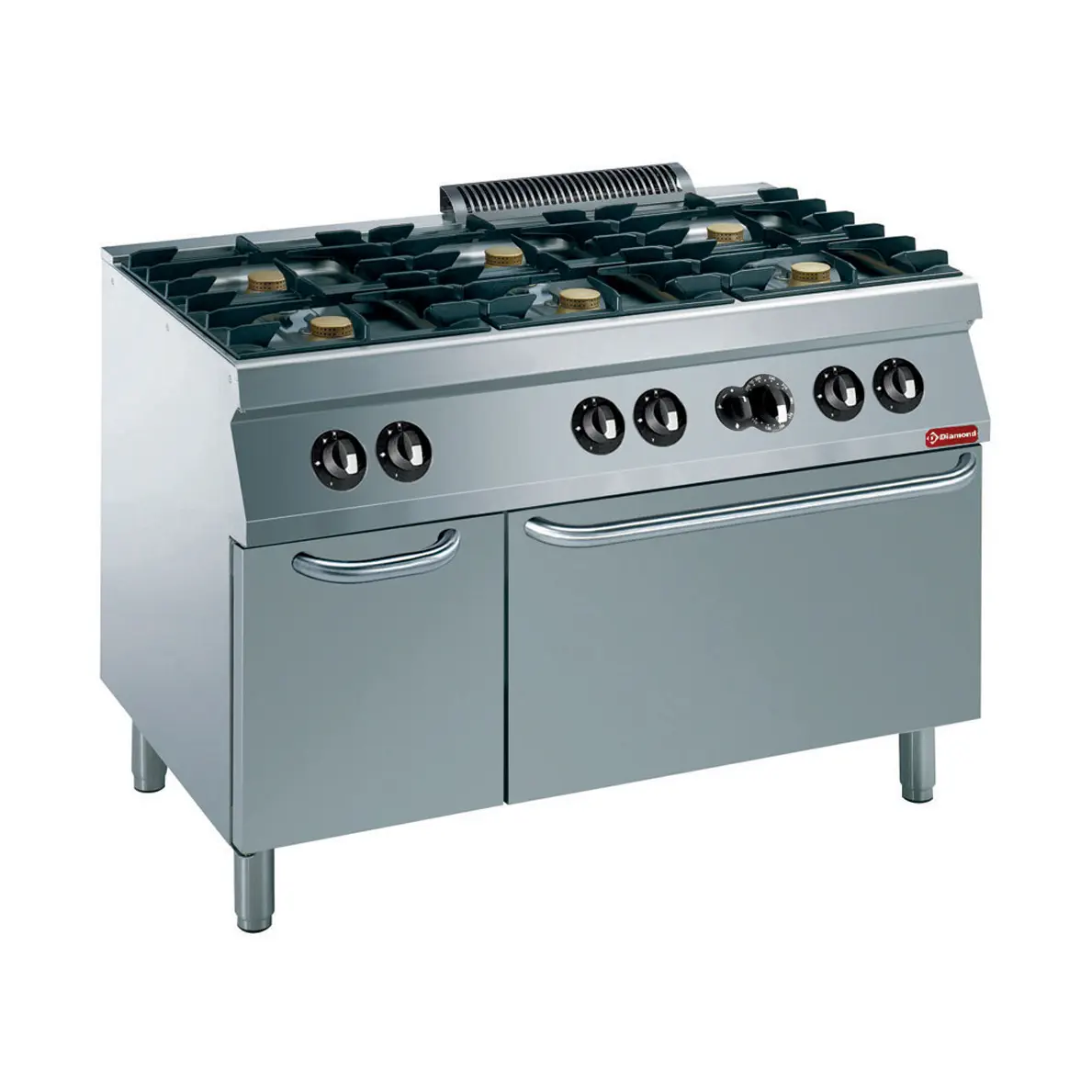 Fourneau 6 feux vifs, four gaz GN 2/1, armoire neutre