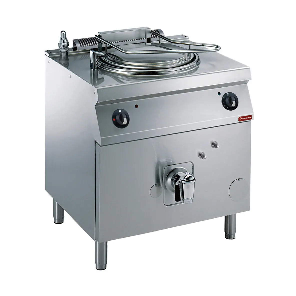 Marmite ronde gaz, 60 litres, chauffage indirect, sur meuble