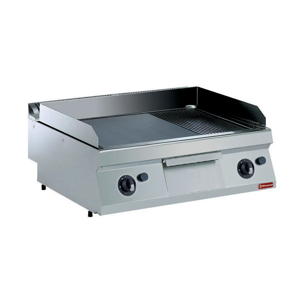 Plaque cuisson gaz, 2/3 lisse et 1/3 rainurée -TOP-