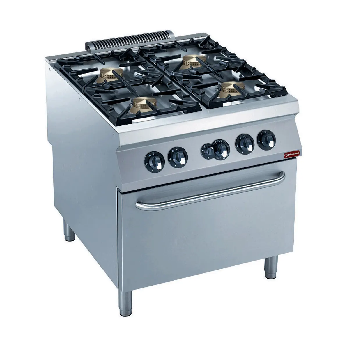 Fourneau gaz 4 feux vifs, four gaz GN 2/1 "POWERFUL"