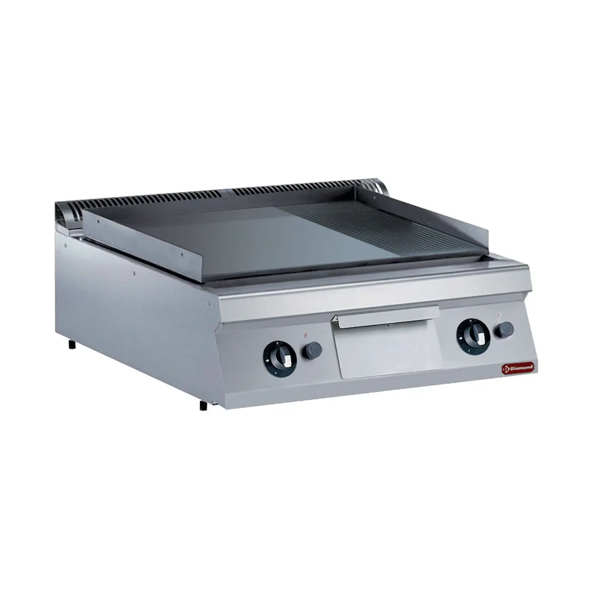 Plaque de cuisson gaz, 2/3 lisse et 1/3 rainurée -TOP-