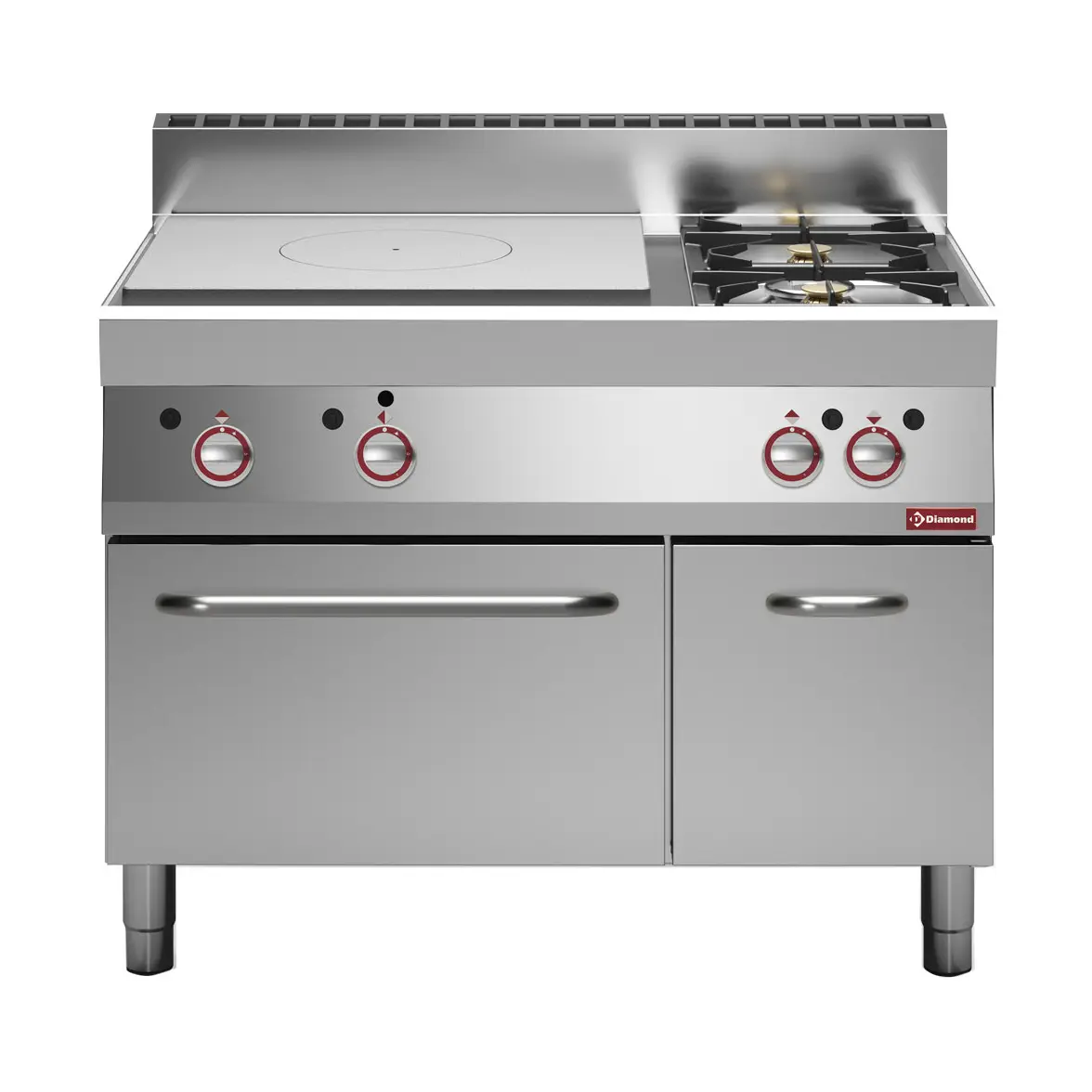 Fourneau gaz plaque coup de feu, 2 feux vifs, four gaz et armoire neutre