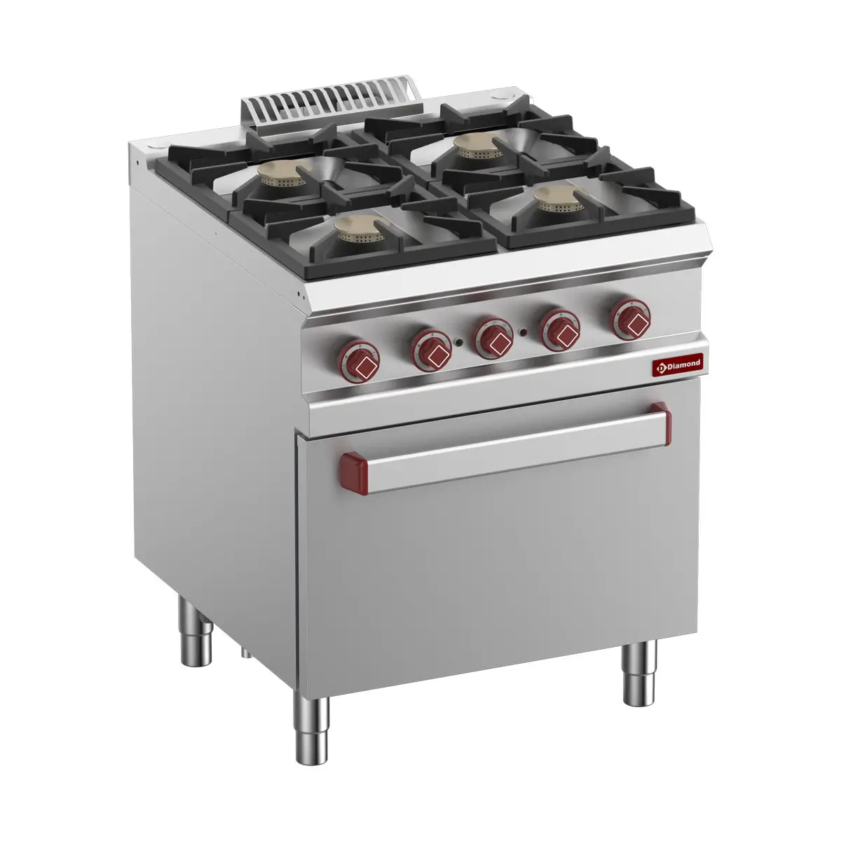 Fourneau 4 feux vifs gaz, four élect. Convection GN 1/1