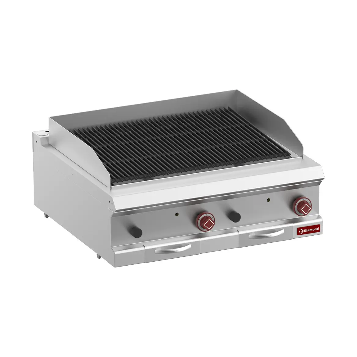 Grill pierre de lave, module 1/1, grille en fonte "double face"-Top-