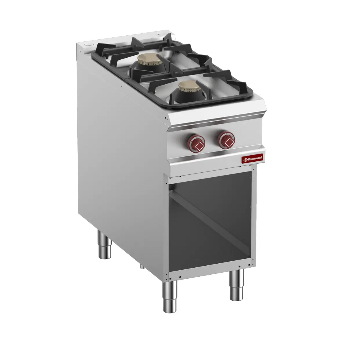 Fourneau  2 feux gaz, armoire ouverte