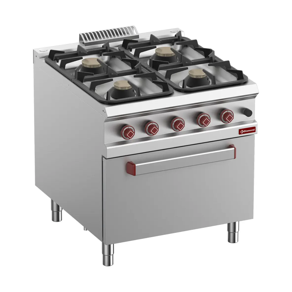 Fourneau 4 feux sur four gaz GN 2/1