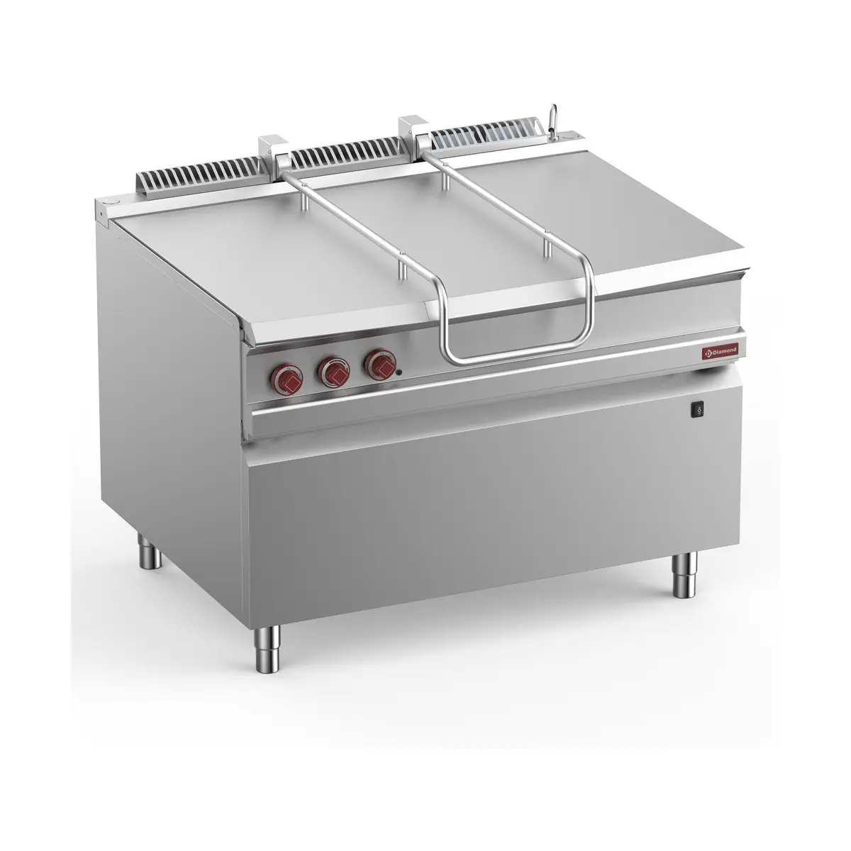 Sauteuse basculante gaz, cuve inox 120 lit. sur meuble