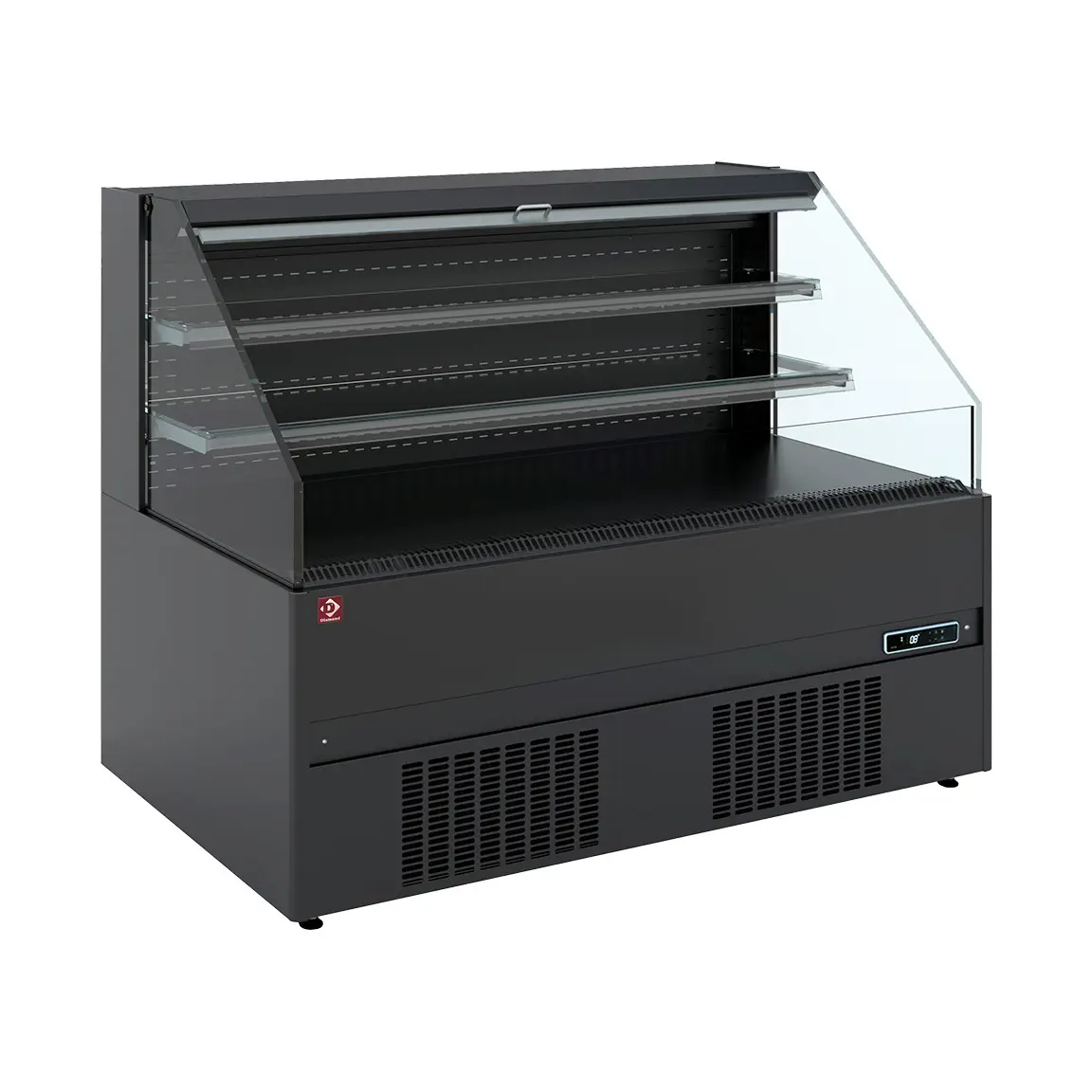 Meuble semi-mural réfrigéré, libre-service, ouvert - FULL BLACK - 1515 x 902 mm