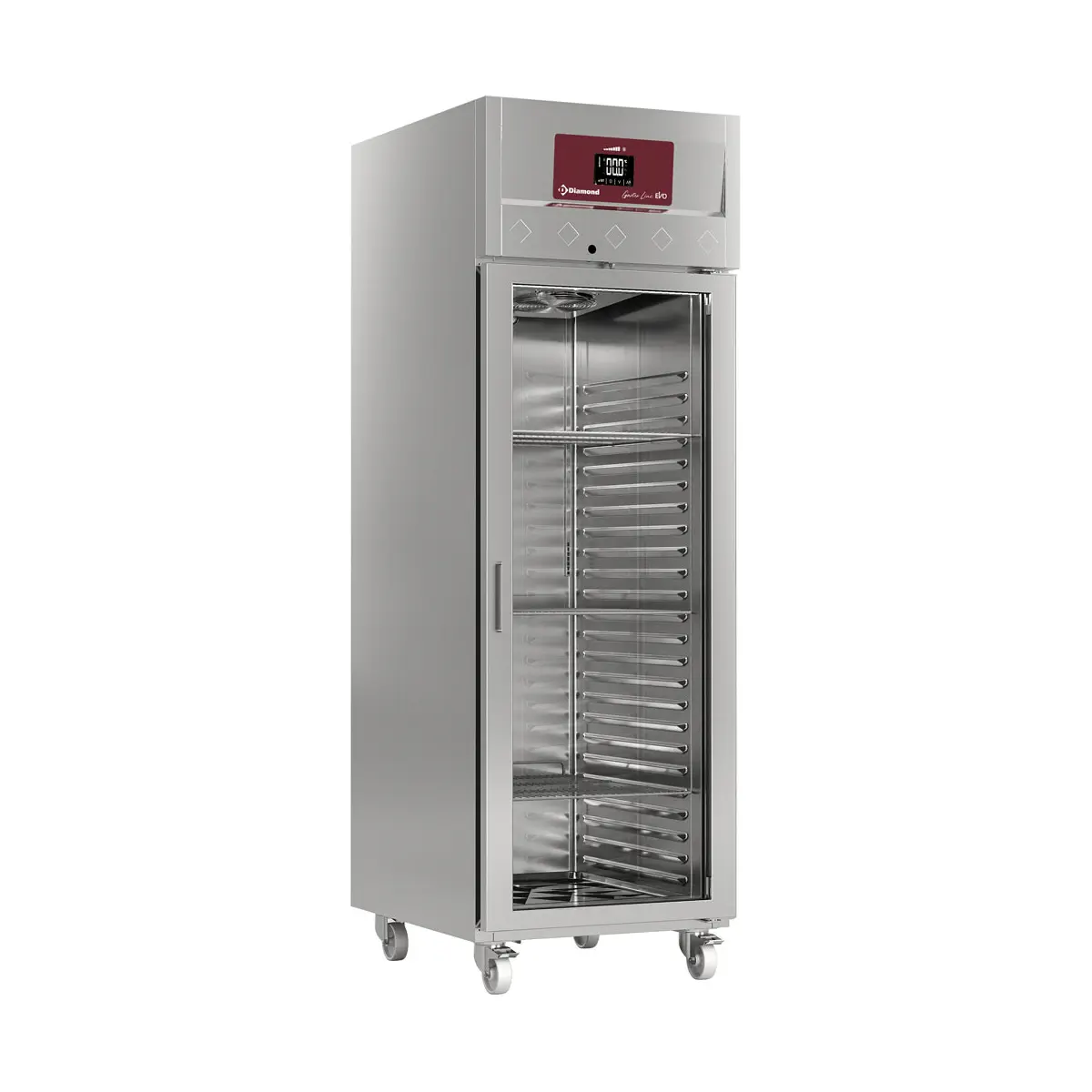 Armoire frigorifique ventilée 700 Lit. 1 porte vitrée (GN 2/1),  sur roues