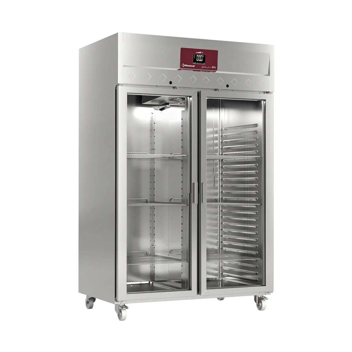 Armoire de congélation ventilée 1400 Lit. 2 portes vitrées GN 2/1,  sur roues