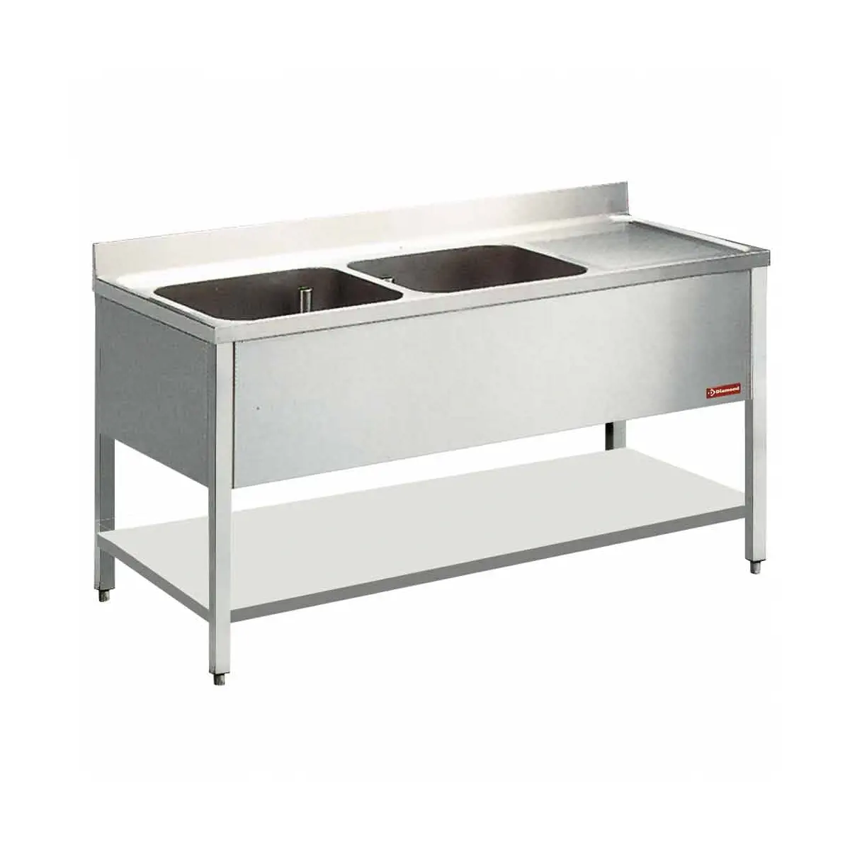 Plonge 2 cuves et 1 égouttoir - 1400 x 700 mm