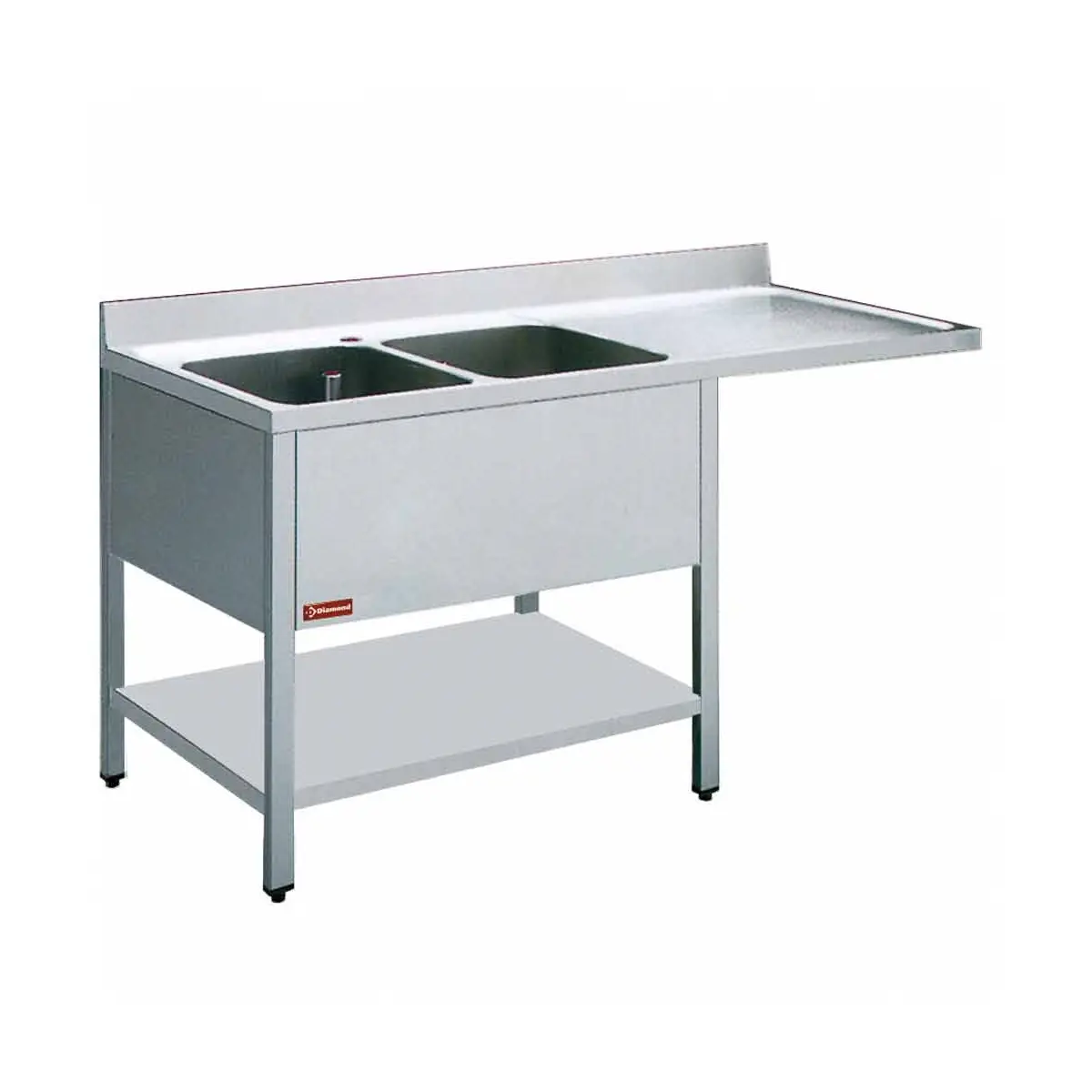 Plonge 2 cuves et 1 égouttoir - 1600 x 700 mm
