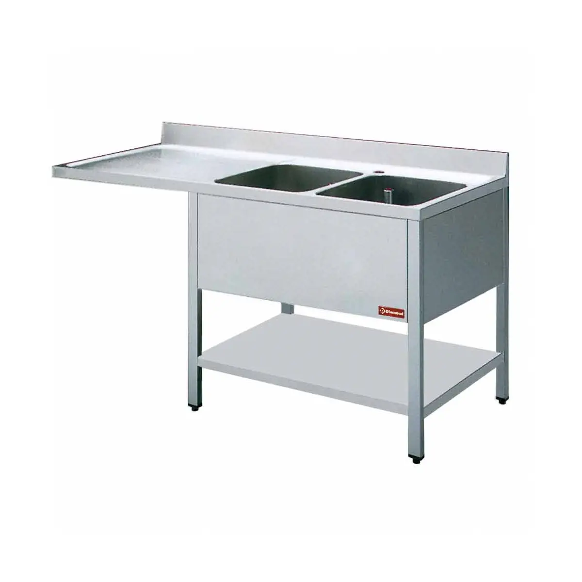 Plonge 2 cuves et 1 égouttoir - 1600 x 700 mm