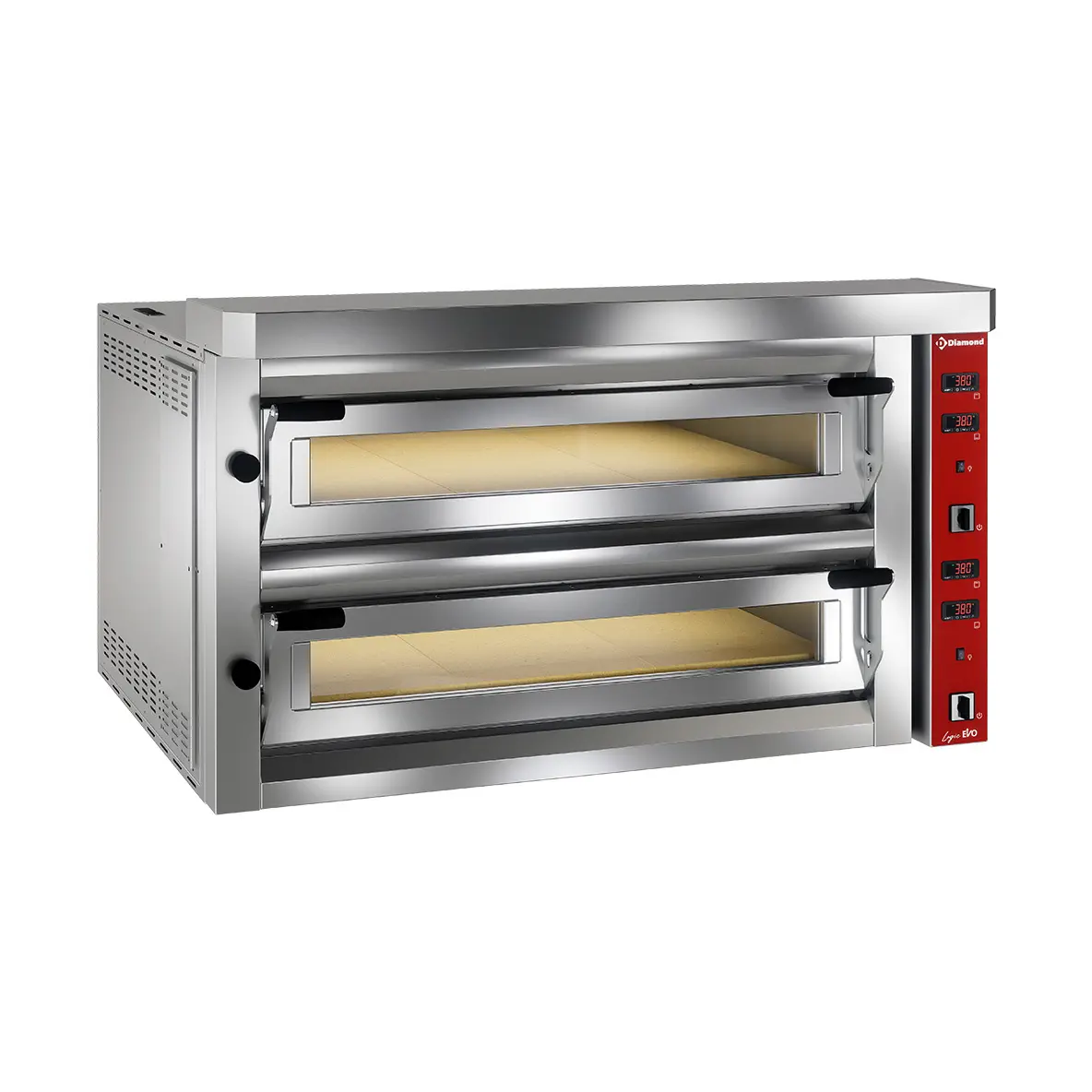Four électrique à pizzas "extra large", 2x 6 pizzas 350mm - FULL pierre réfractaire 