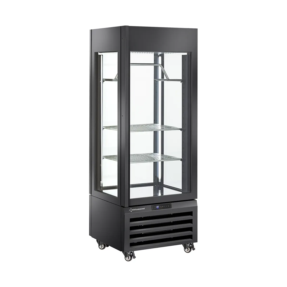 Vitrine "FULL vitrée" 440 Lt., 2 étagères & barre à viande, ventilée - MEAT - NOIR