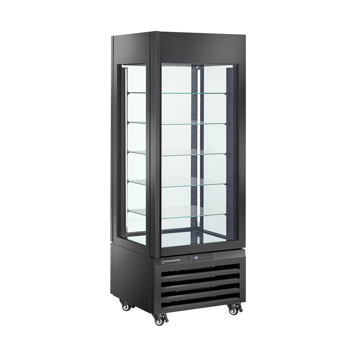 Vitrine "FULL vitrée" 440 Lt., 5 niveaux en verre, ventilée - PASTRY - NOIR