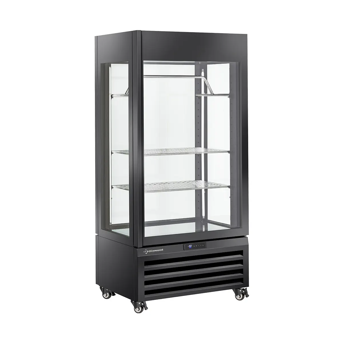 Vitrine "FULL vitrée" 600 Lt., 2 étagères & barre à viande, ventilée - MEAT - NOIR
