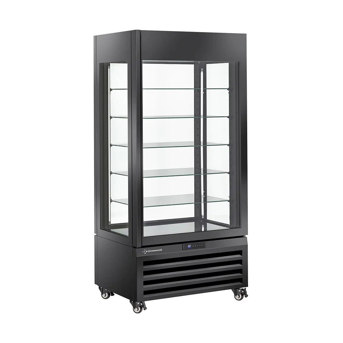 Vitrine "FULL vitrée" 600 Lt., 5 niveaux en verre, ventilée - ICE CREAM & PASTRY - NOIR