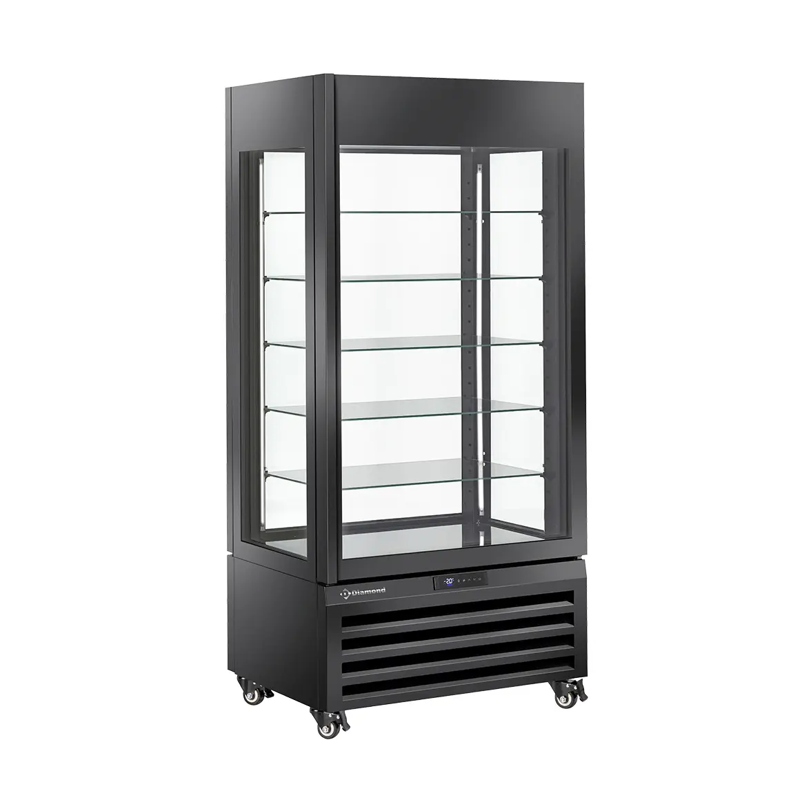 Vitrine "FULL vitrée" 600 Lt., 5 niveaux en verre, ventilée -  PASTRY - NOIR