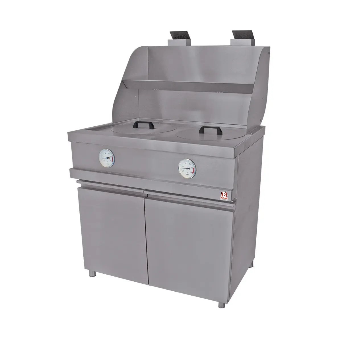 Friteuse gaz HEAVY DUTY, 2 cuves rondes, mécanique