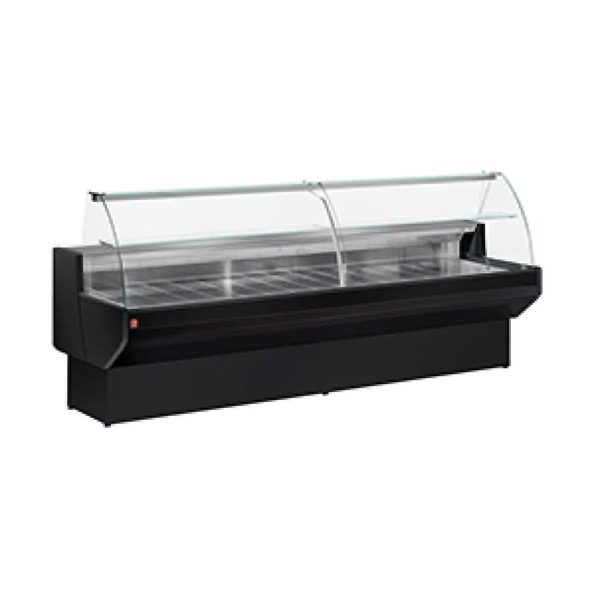 Comptoir vitrine réfrigéré à vitre bombée, ventilé, avec réserve - NOIR - 2000 x 910 mm