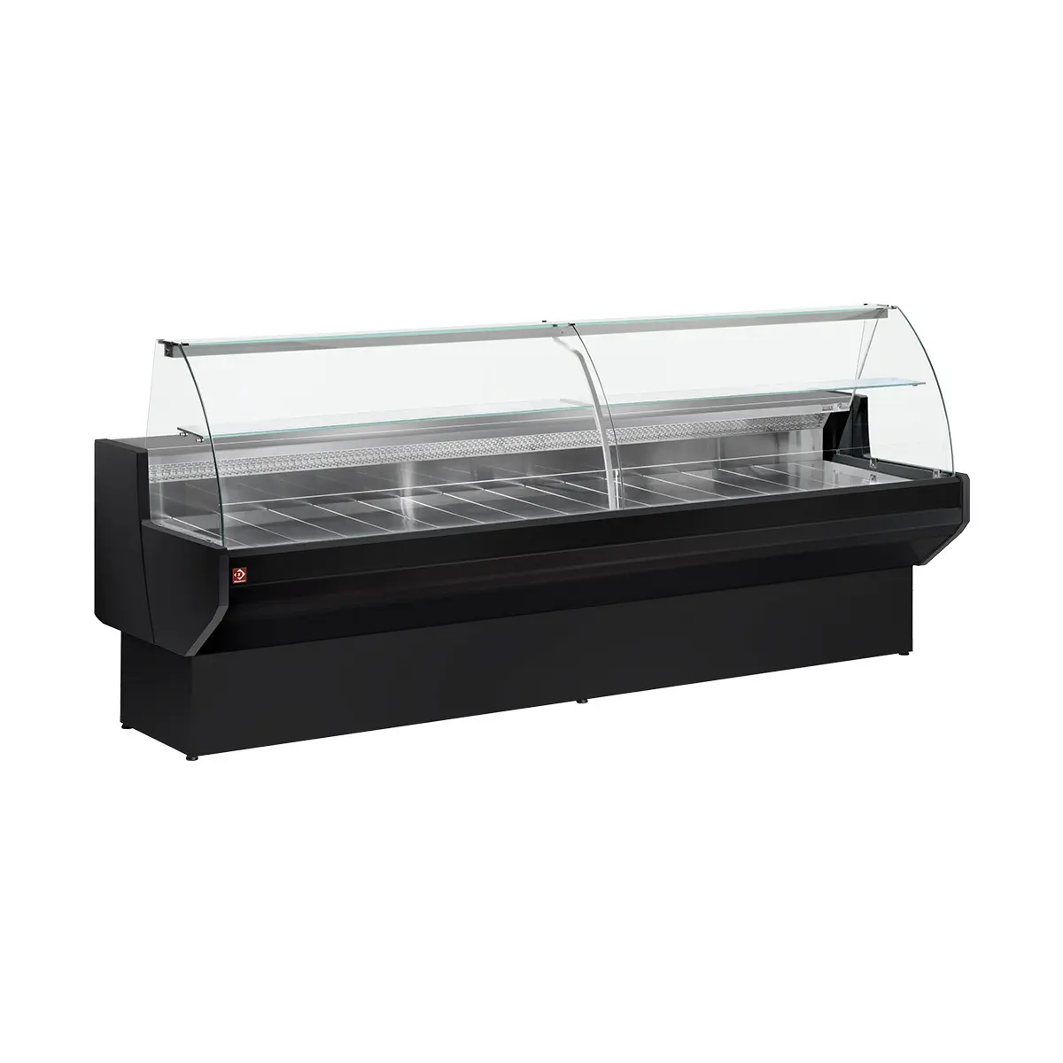 Comptoir vitrine réfrigéré à vitre bombée, avec réserve - NOIR - 2500 x 910 mm