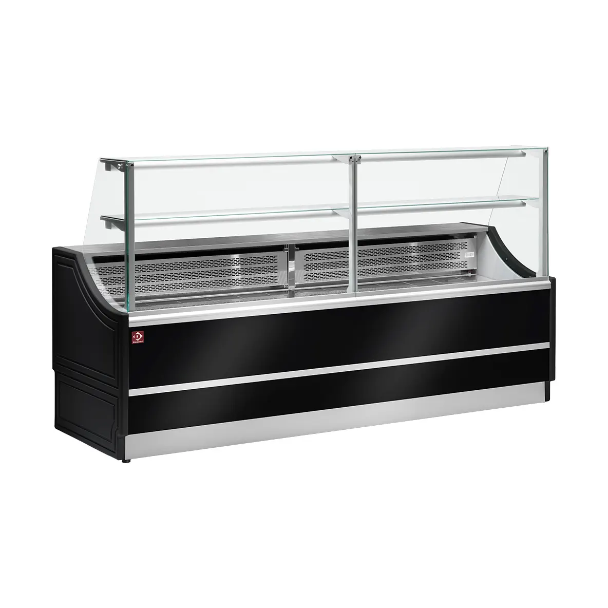 Comptoir vitrine réfrigérée - Version neutre  à vitre droite 90°, sans réserve - 1500 x 810 mm