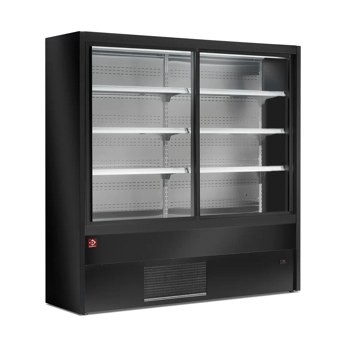 Murale réfrigéré, ventilé, avec portes coulissantes en verres - NOIR - 2000 x 570 mm