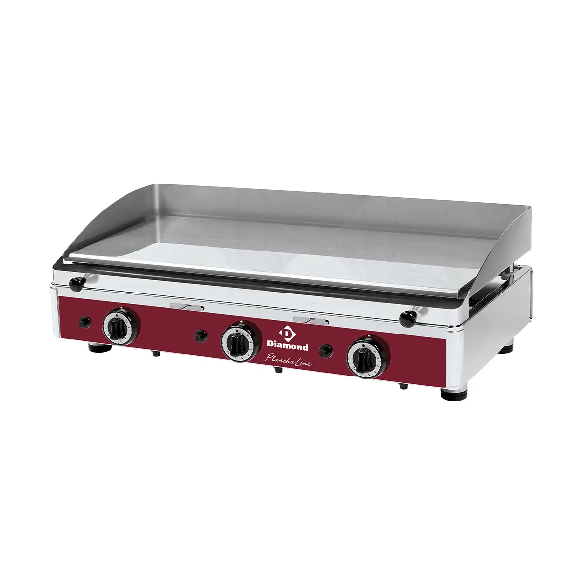 Plaque de cuisson lisse, chromée, gaz