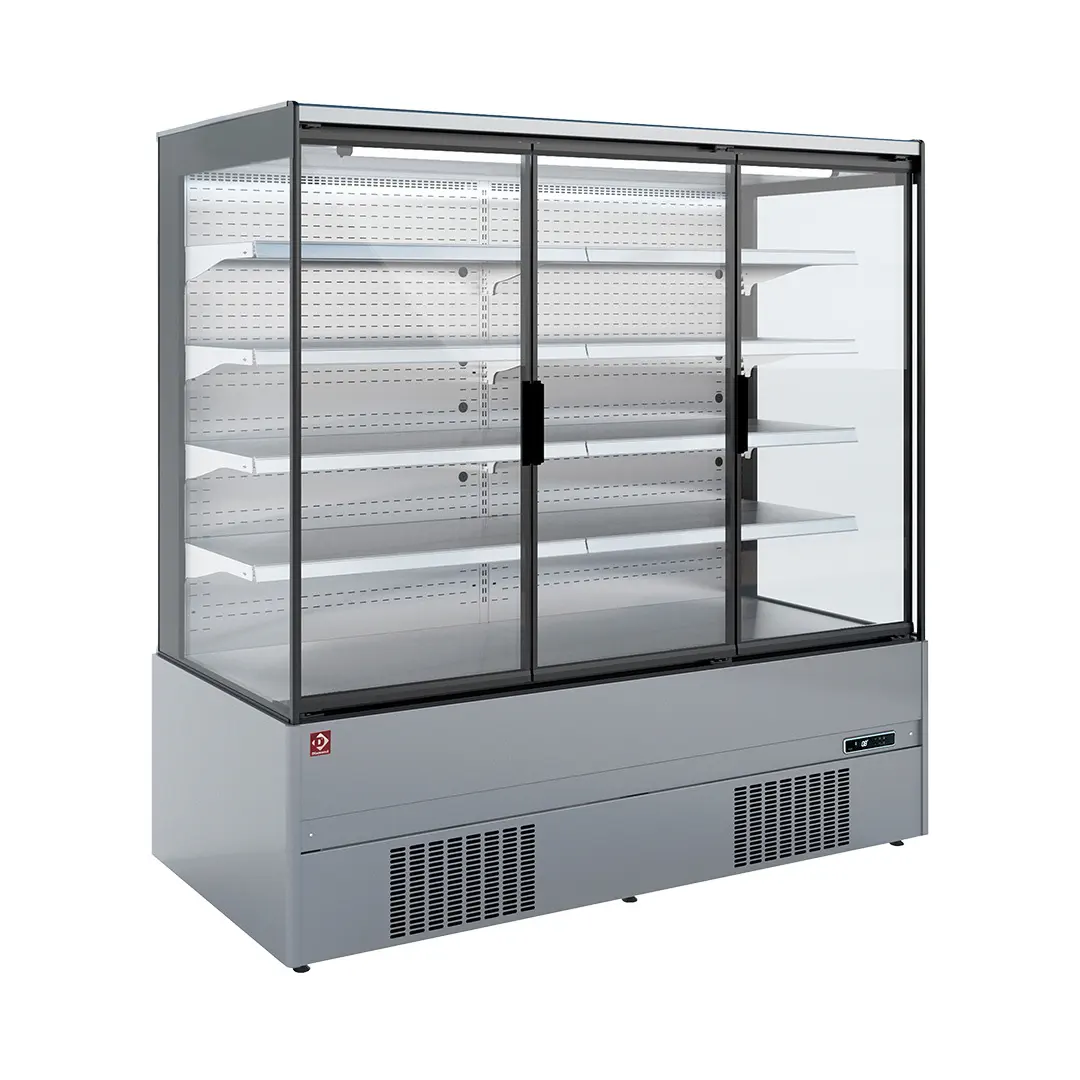 Meuble mural réfrigéré, libre-service, portes battantes - FULL INOX - 866 x 852 mm