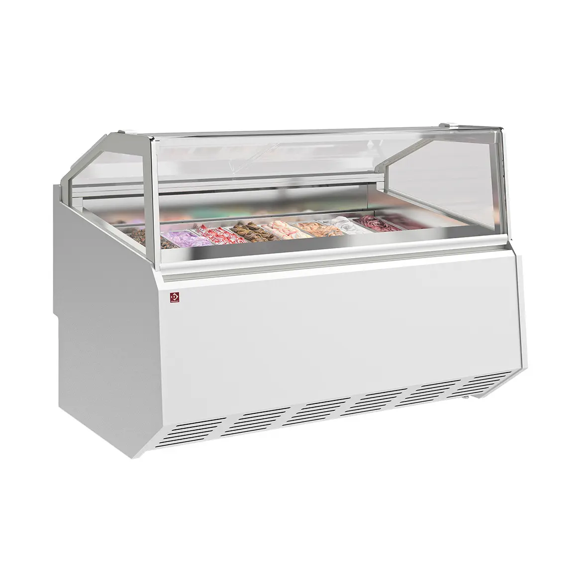 Comptoir à crème glacée 18 bacs inox (360x165) - 1605 x 1150 mm