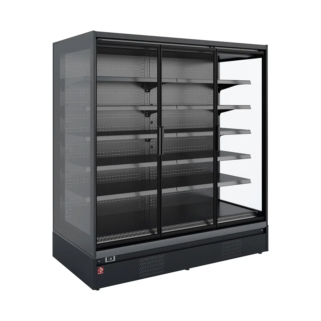 Meuble mural réfrigéré, libre-service, portes battantes - FULL BLACK - 1310 x 875 mm