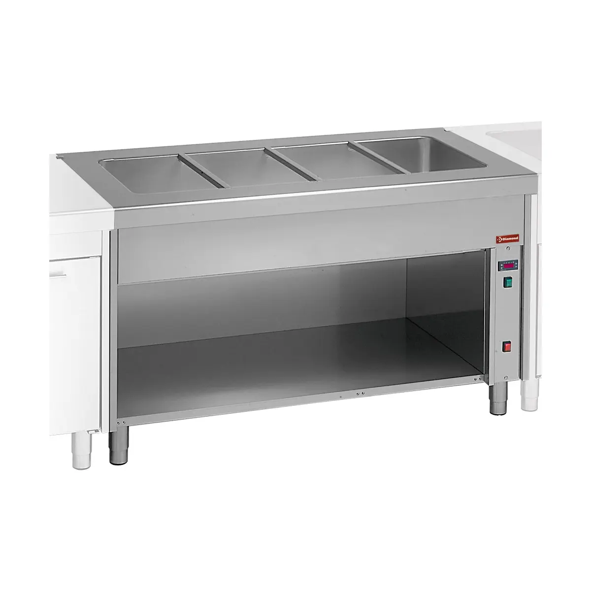 Elément bain-marie sur meuble ouvert 4x GN 1/1