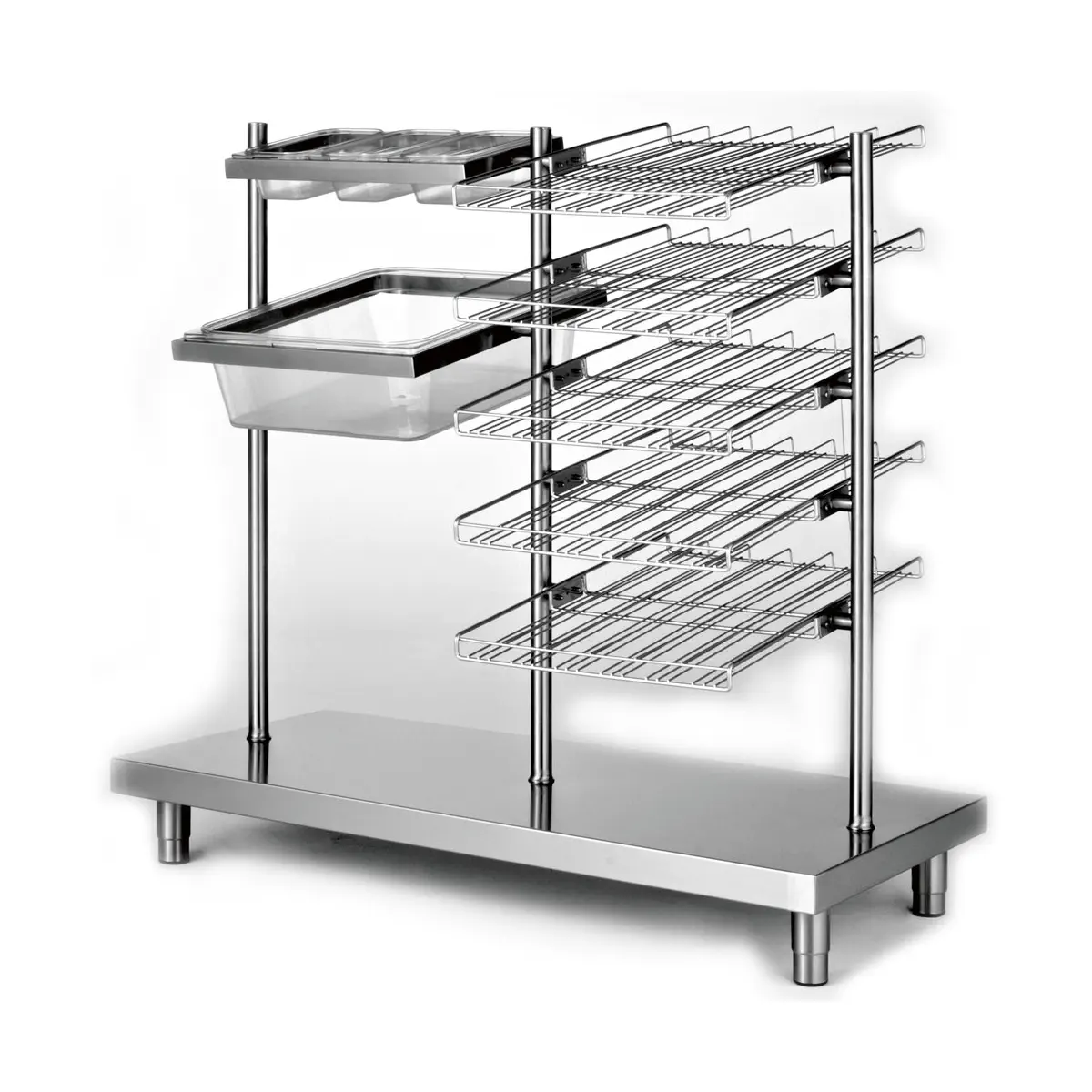 Elément porte-plateaux, couverts, pain et verres