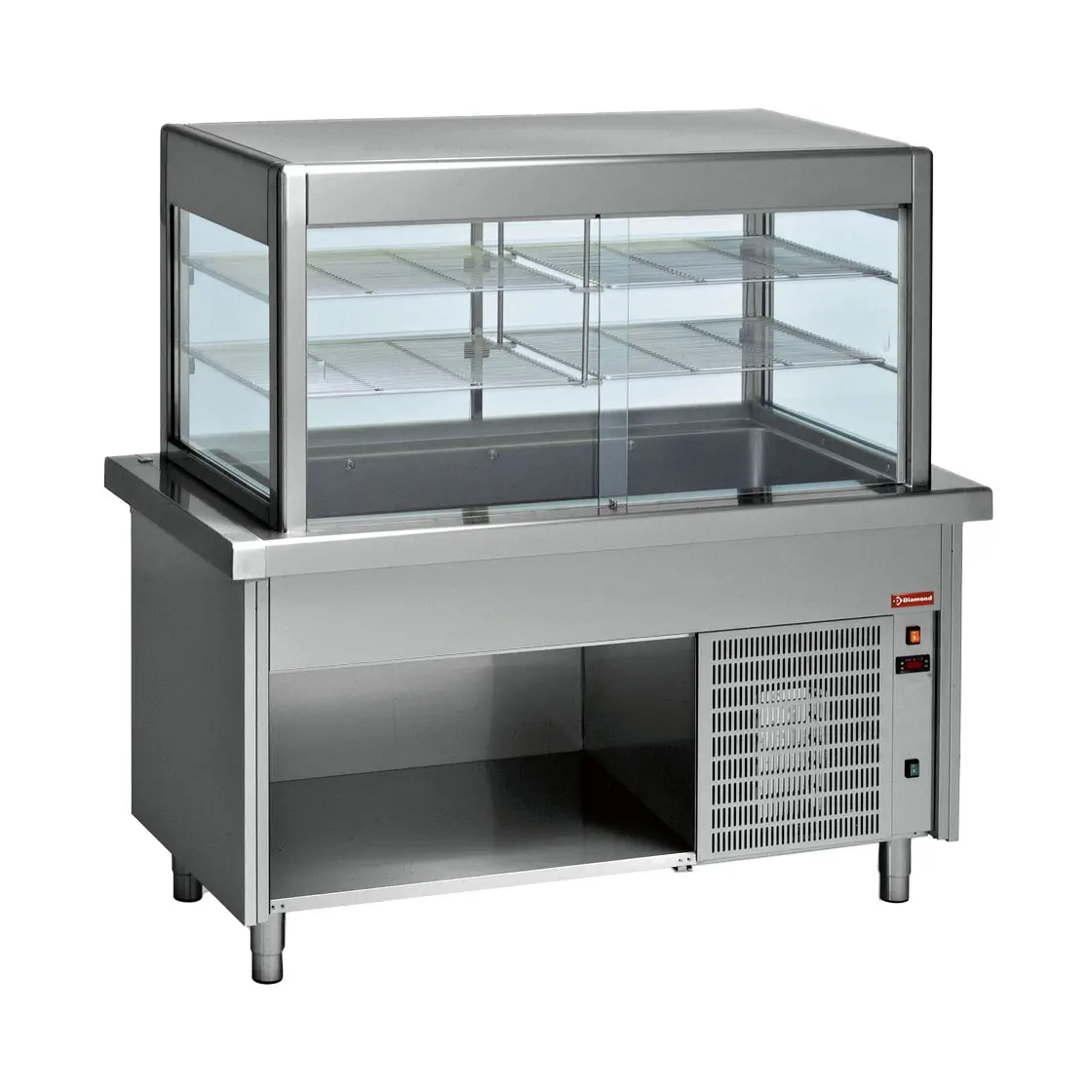 Elément cuve et vitrine réfrigerée sur meuble 6x GN 1/1