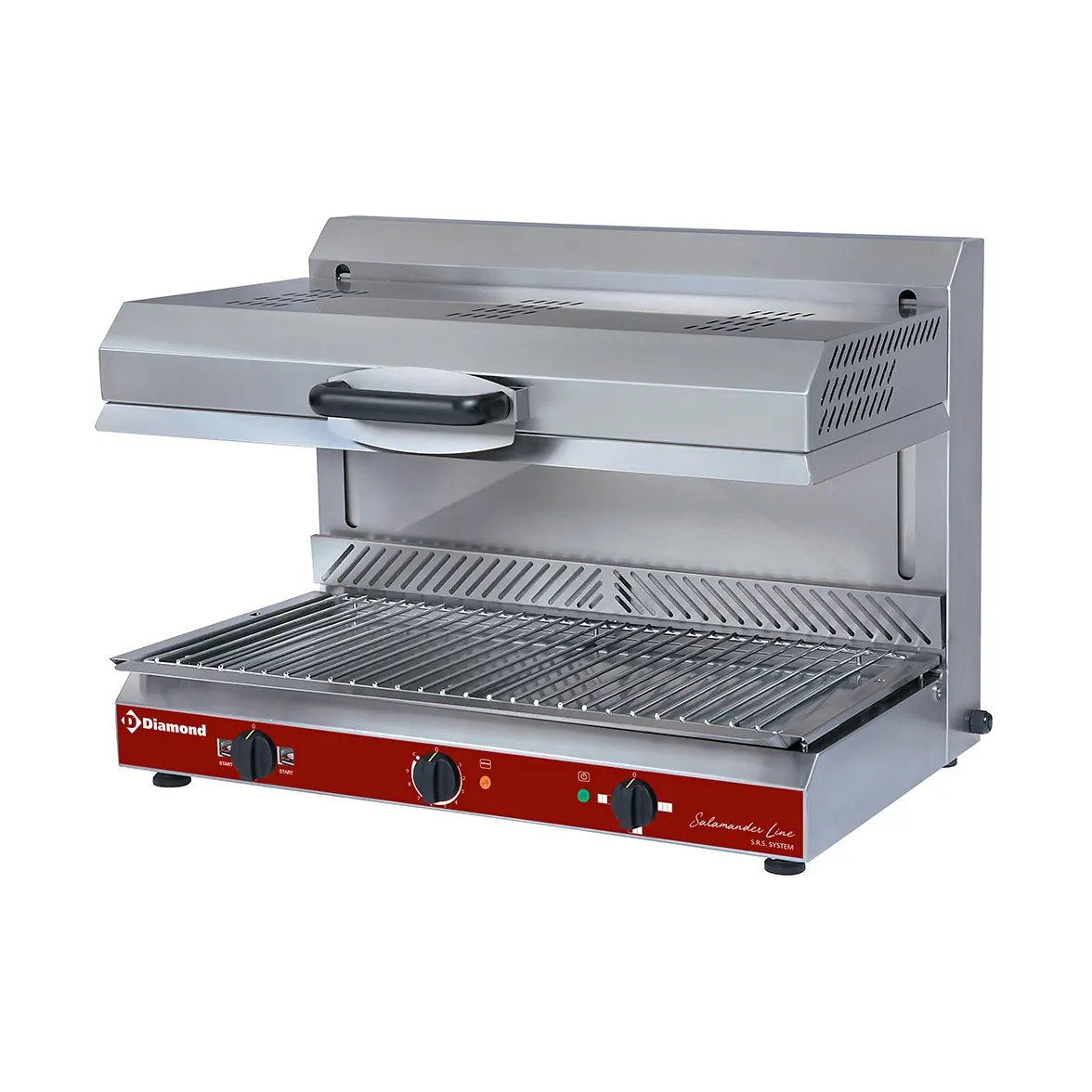 Salamandre vitrocéramique, plafond mobile, 3 foyers