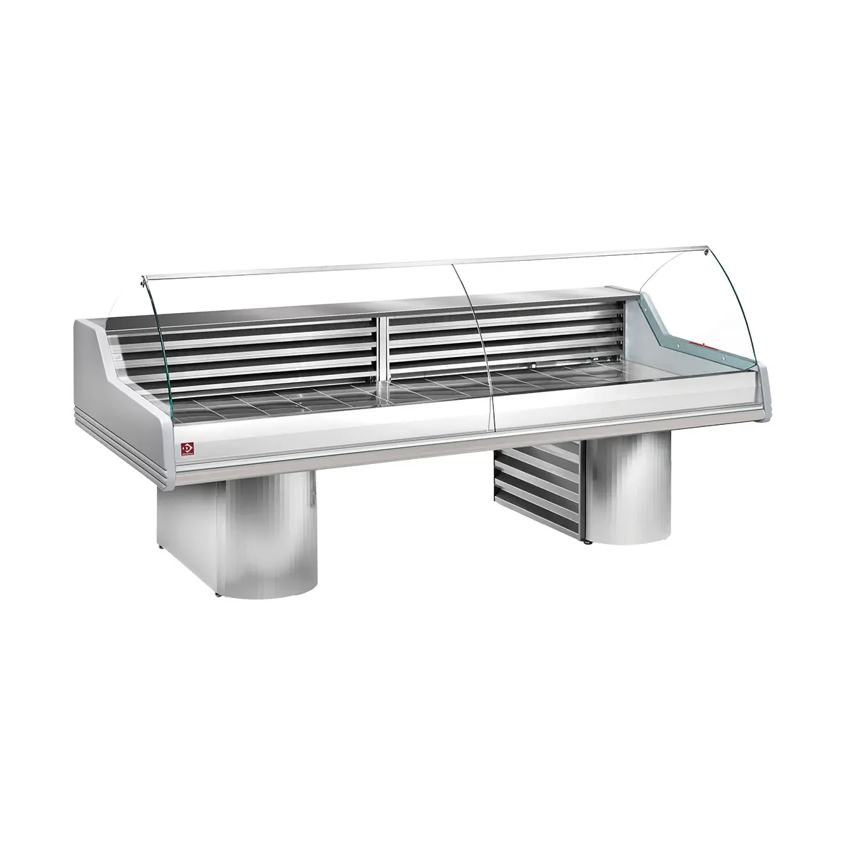 Comptoir vitrine réfrigéré à vitre bombée, sur socles - 1500 x 1195 mm