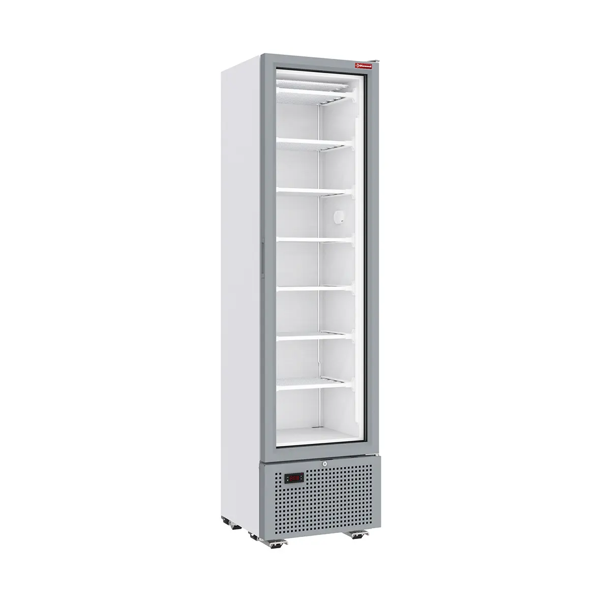 Vitrine ventilée négative vitrée 221 litres - 7 niveaux fixes - BLANCHE
