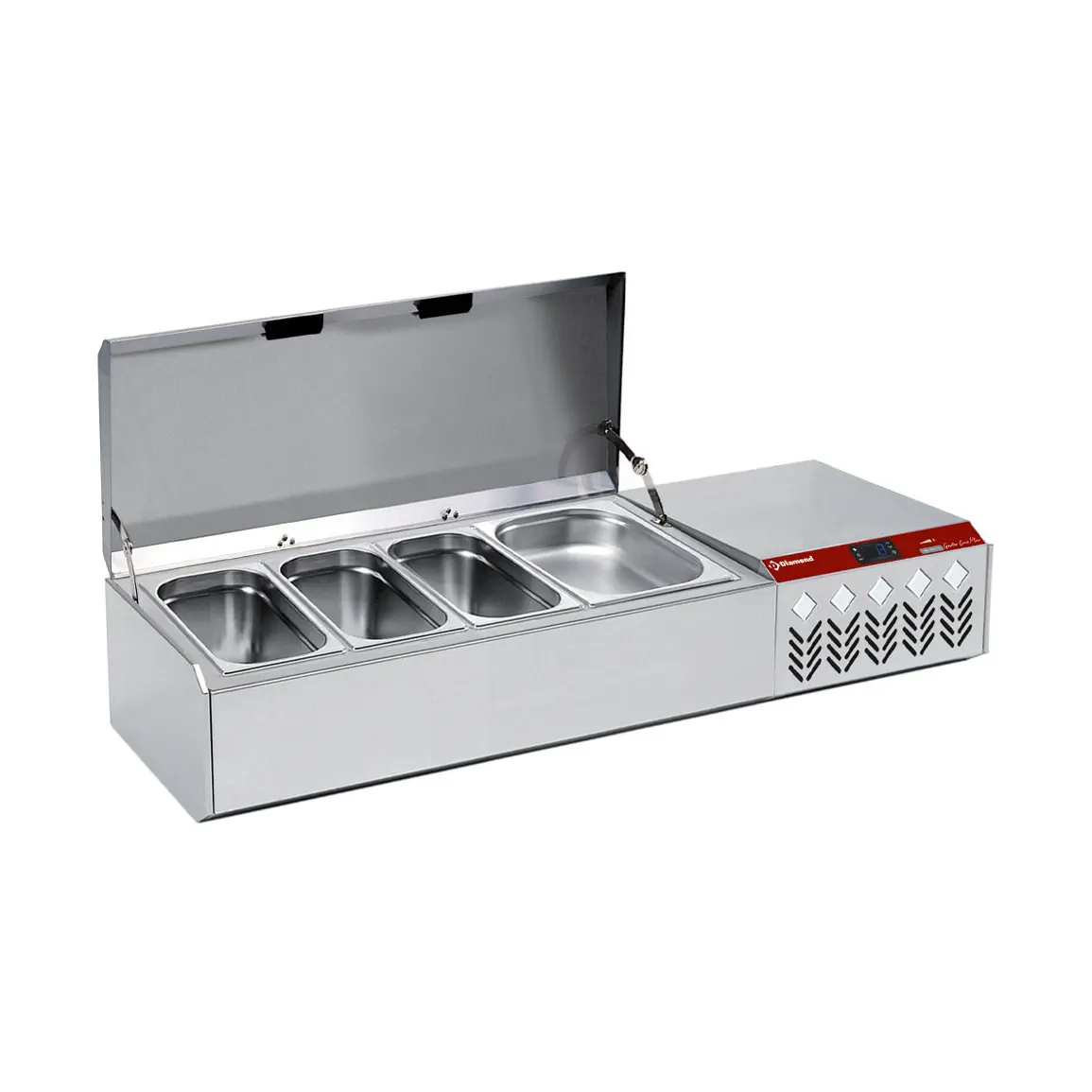 Structure réfrigérée GN 4x1/3, 1x1/9, avec couvercle - 1330 x 384 mm