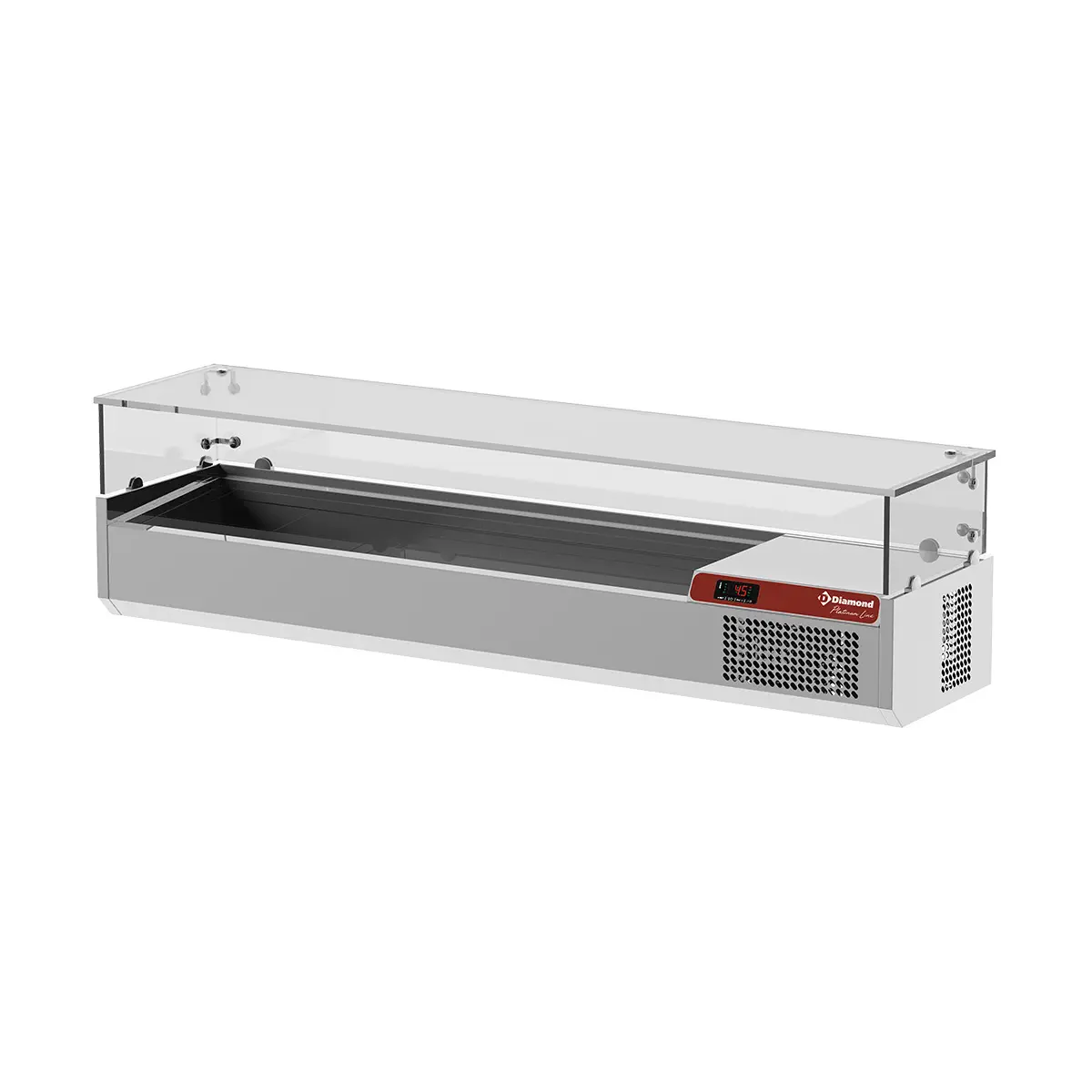 Saladette avec vitre 1600 mm - 1600 x 380 mm