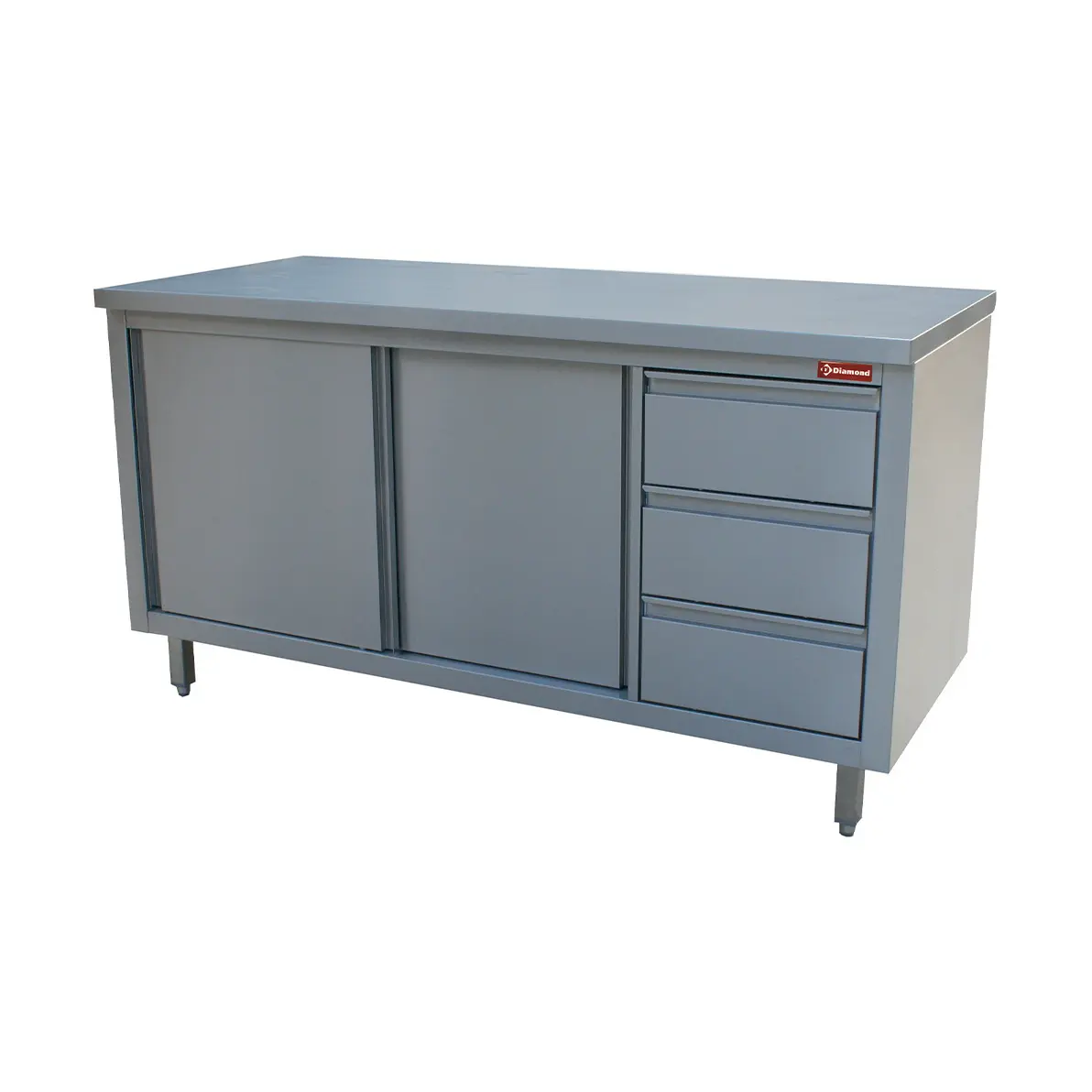 Table sur armoire neutre et 3 tiroirs à droite - 2000 x 700 mm