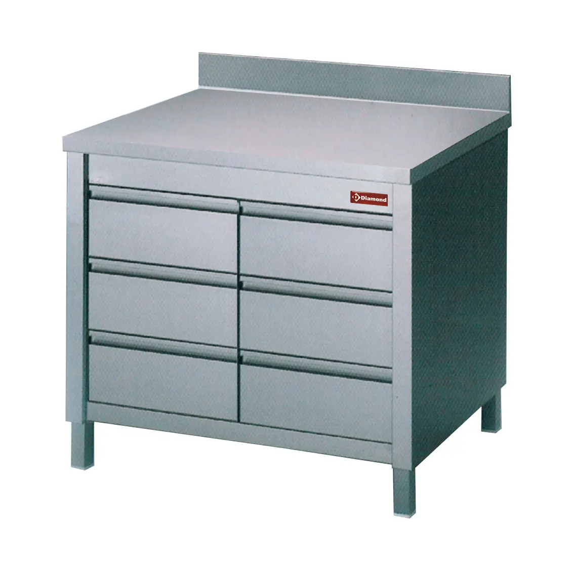 Table sur armoire avec 6 tiroirs GN1/1 - 1000 x 700 mm