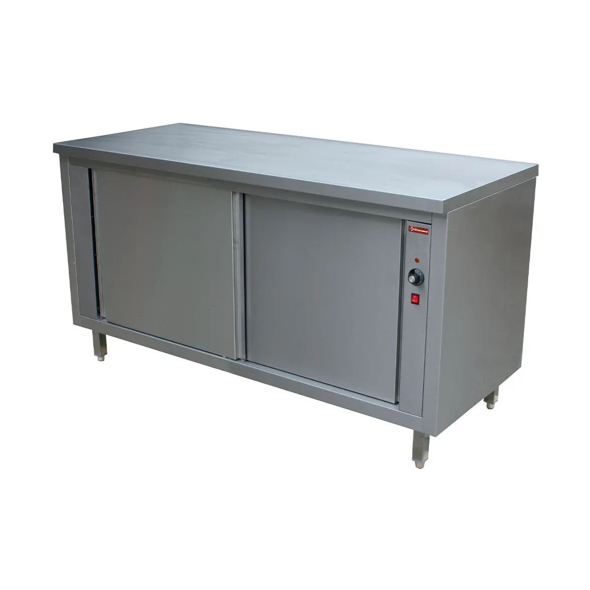 Table armoire chauffante, portes coulissantes "traversante centrale" - 2000 x 700 mm