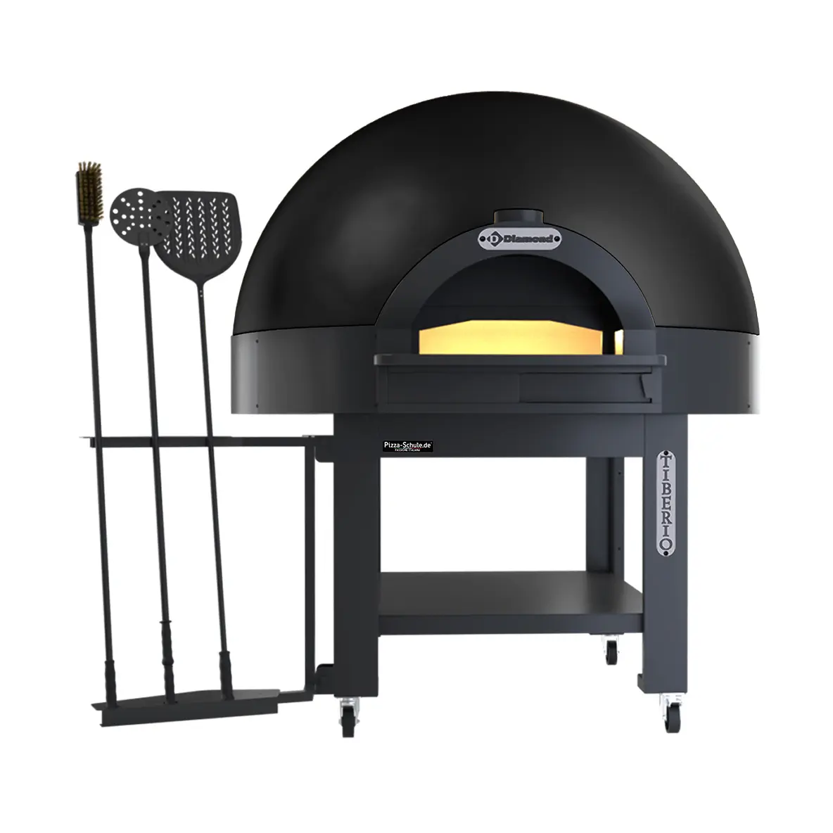 Four statique à cupole, sole fixe, 6 pizzas (Ø 33) avec support sur roues - BLACK