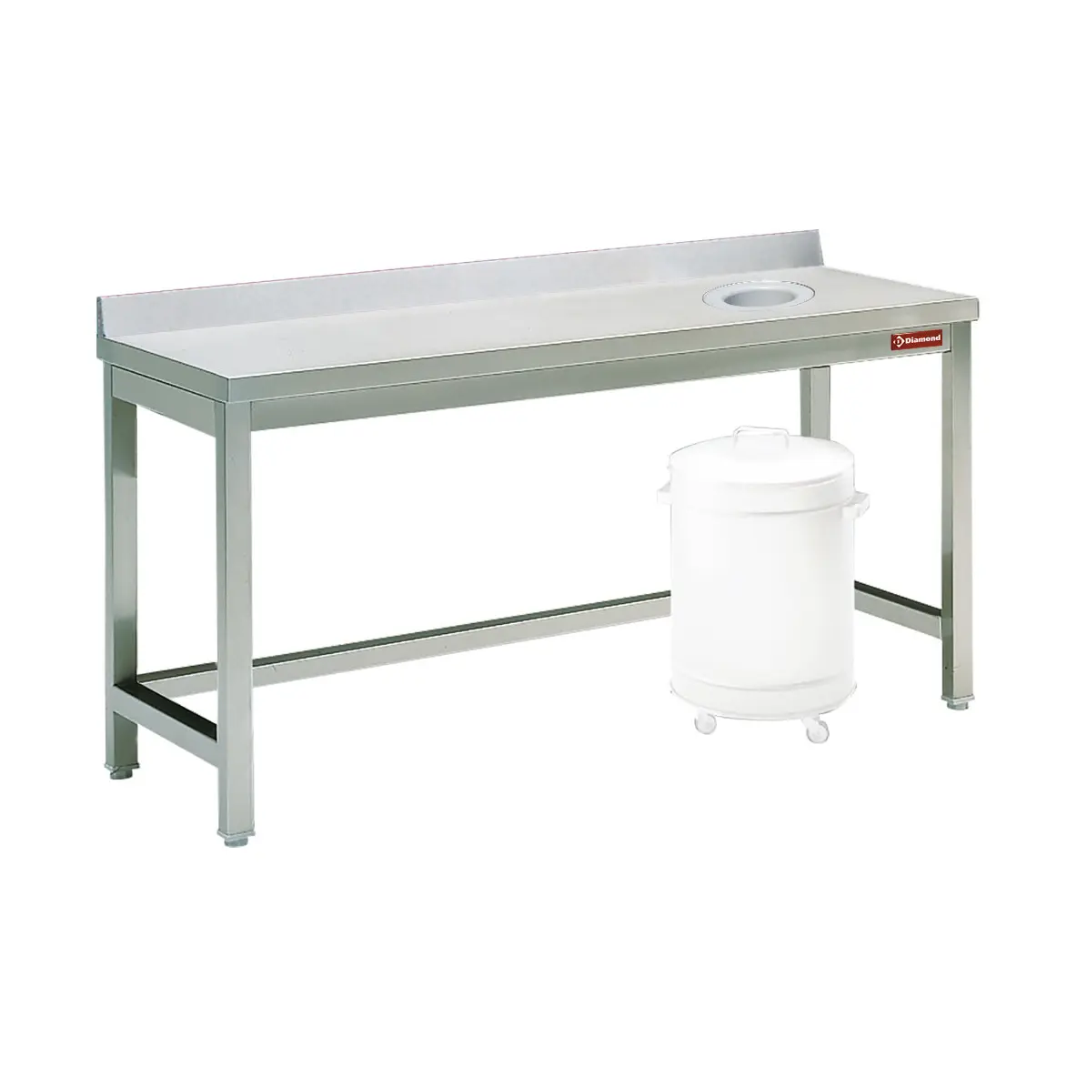 Table à débarrasser avec vide ordure avec dosseret - 1600 x 700 mm