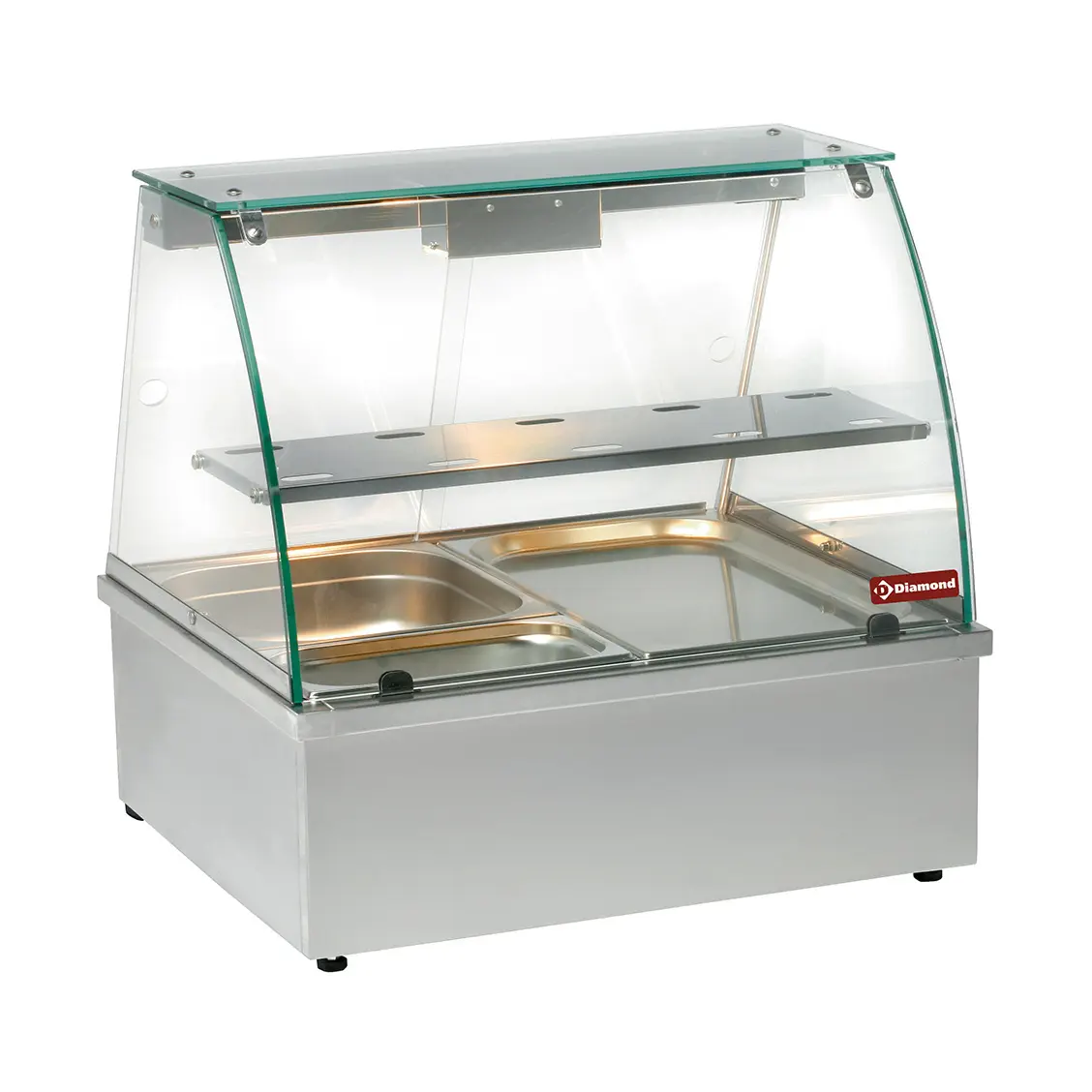Vitrine chauffante, bain-marie 2x GN 1/1, panoramique